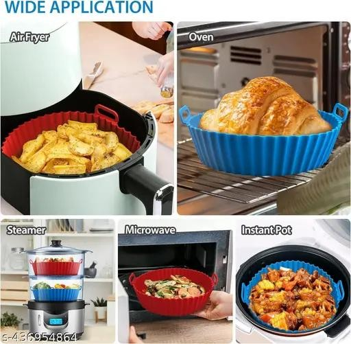 Premium Reusable Silicone Air Fryer Tray Basket – Non-Stick Heat Resistant Food Liner for Easy Cleaning