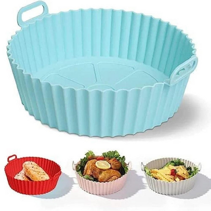 Premium Reusable Silicone Air Fryer Tray Basket – Non-Stick Heat Resistant Food Liner for Easy Cleaning