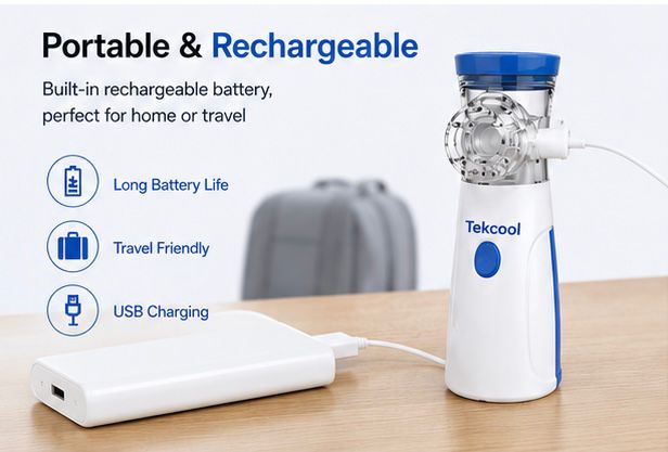 Portable Mesh Nebulizer Machine for Adults & Kids | Ultra Silent Handheld Inhaler with Fine Mist Technology