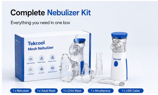 Portable Mesh Nebulizer Machine for Adults & Kids | Ultra Silent Handheld Inhaler with Fine Mist Technology