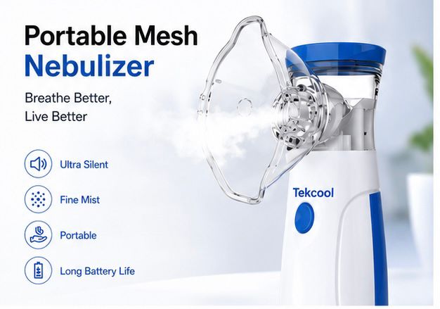 Portable Mesh Nebulizer Machine for Adults & Kids | Ultra Silent Handheld Inhaler with Fine Mist Technology