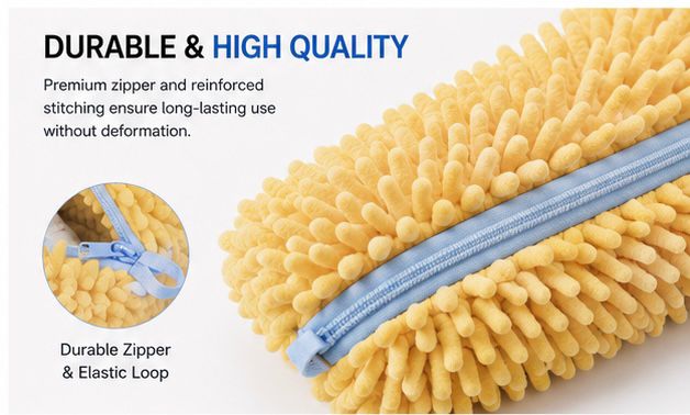 Premium Microfiber Chenille Mop Head Refill with Zipper | Super Absorbent Dust & Floor Cleaning Pad