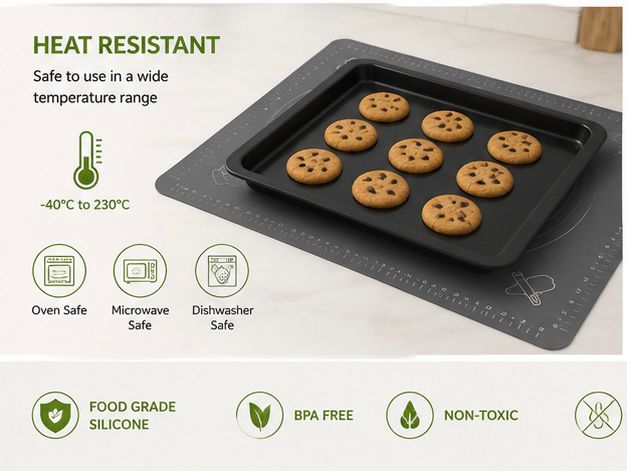 Multi-Purpose Silicone Pastry Mat | Non-Stick Dough Rolling Mat for Baking, Roti & Fondant