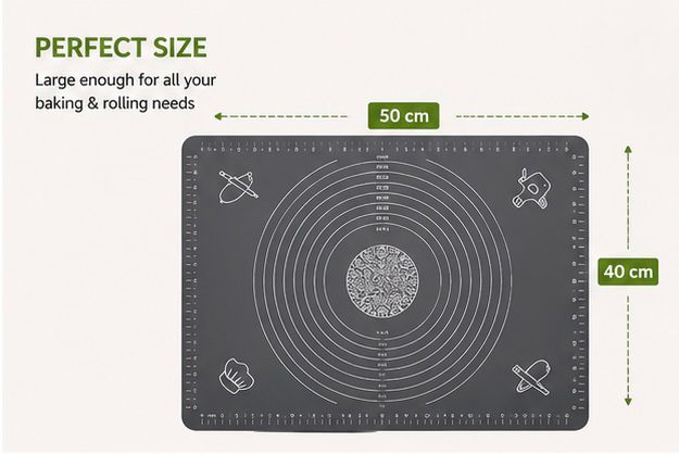 Multi-Purpose Silicone Pastry Mat | Non-Stick Dough Rolling Mat for Baking, Roti & Fondant