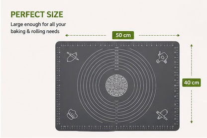 Multi-Purpose Silicone Pastry Mat | Non-Stick Dough Rolling Mat for Baking, Roti & Fondant