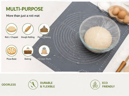 Multi-Purpose Silicone Pastry Mat | Non-Stick Dough Rolling Mat for Baking, Roti & Fondant