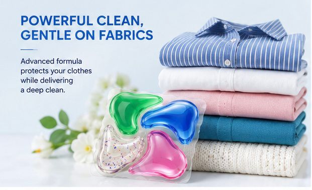 5-in-1 Liquid Laundry Detergent Pods | Deep Cleaning, Stain Removal & Fabric Care
