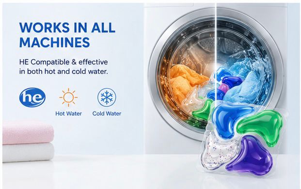 5-in-1 Liquid Laundry Detergent Pods | Deep Cleaning, Stain Removal & Fabric Care