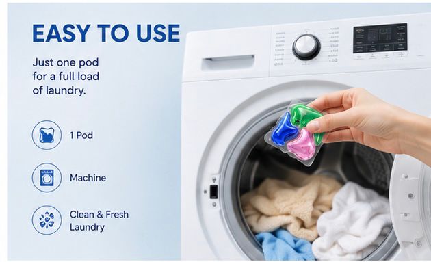 5-in-1 Liquid Laundry Detergent Pods | Deep Cleaning, Stain Removal & Fabric Care