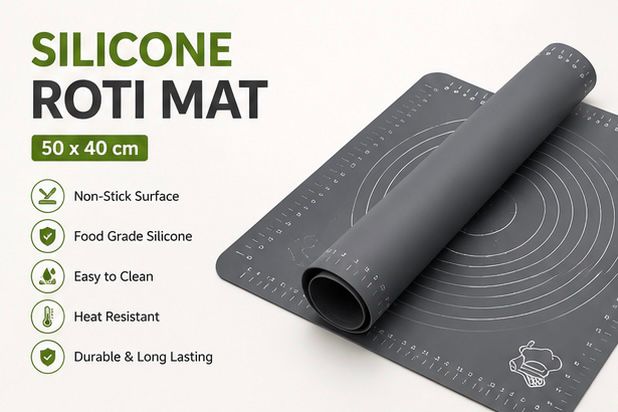 Multi-Purpose Silicone Pastry Mat | Non-Stick Dough Rolling Mat for Baking, Roti & Fondant