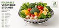 Foldable Stainless Steel Vegetable Steamer Basket | Expandable Food Steamer Insert for Healthy Cooking