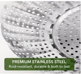 Foldable Stainless Steel Vegetable Steamer Basket | Expandable Food Steamer Insert for Healthy Cooking