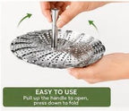 Foldable Stainless Steel Vegetable Steamer Basket | Expandable Food Steamer Insert for Healthy Cooking