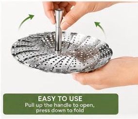 Foldable Stainless Steel Vegetable Steamer Basket | Expandable Food Steamer Insert for Healthy Cooking