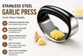Stainless Steel Garlic Press Crusher – Heavy-Duty Garlic Mincer with Ergonomic Easy-Grip Handle