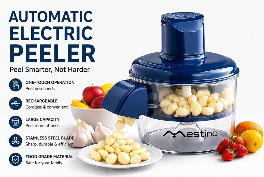 Automatic Electric Garlic Peeler – Rechargeable One-Touch Garlic Skin Remover with Stainless Steel Blade