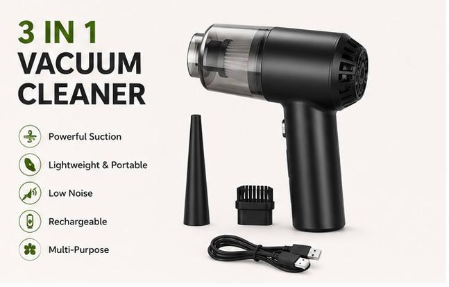Portable Mini Vacuum Cleaner – Cordless Handheld Dust Cleaner for Car, Sofa, Keyboard & Tight Spaces