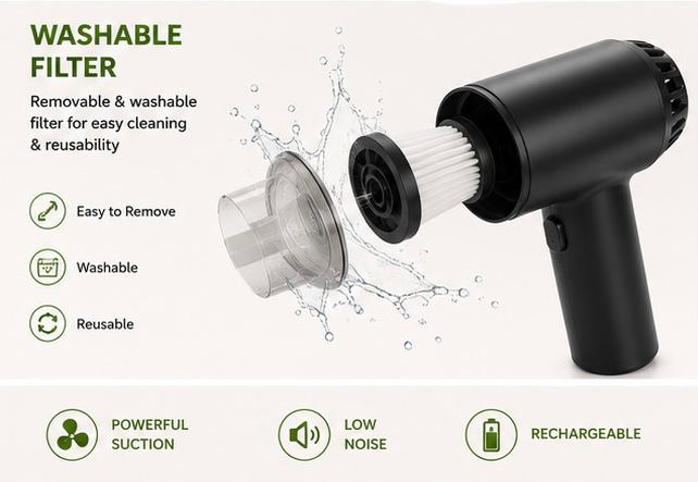 Portable Mini Vacuum Cleaner – Cordless Handheld Dust Cleaner for Car, Sofa, Keyboard & Tight Spaces