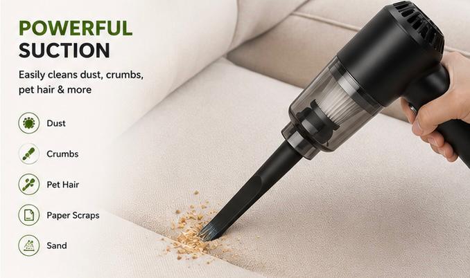 Portable Mini Vacuum Cleaner – Cordless Handheld Dust Cleaner for Car, Sofa, Keyboard & Tight Spaces