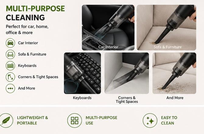 Portable Mini Vacuum Cleaner – Cordless Handheld Dust Cleaner for Car, Sofa, Keyboard & Tight Spaces