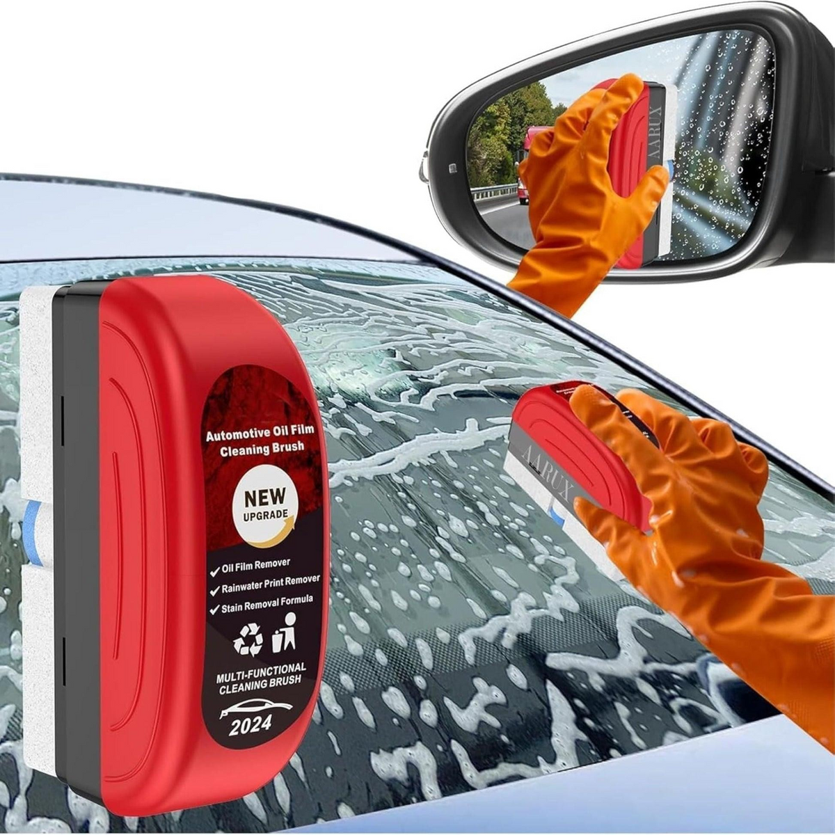 Multi-Functional Automotive Oil Film Cleaning Brush – Car Windshield & Mirror Glass Cleaner