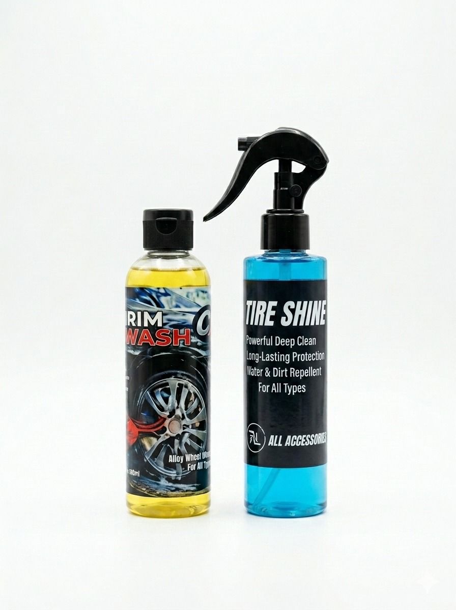 Premium Tire Shine & Rim Cleaning Kit with Microfiber Towel – Complete Car Wheel Care Set