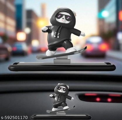 Cute Surfing Bear Car Dashboard Ornament | Solar-Powered Bobblehead Dashboard Decoration