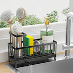 Sink Faucet Storage Rack Organizer – No-Drill Stainless Steel Sponge Holder for Kitchen & Bathroom