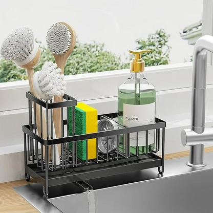 Sink Faucet Storage Rack Organizer – No-Drill Stainless Steel Sponge Holder for Kitchen & Bathroom